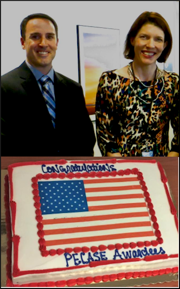 Dr. Clark with the director of VA research and a celebratory cake